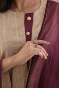 Forte cotton lawn 3-piece — arch-print shirt with zari shalwar and digital print dupatta, Summer Sanctuary by Sarah Tareen