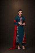 Ishq-e-khaas — emerald green pure raw silk shirt with magenta appliqué and adda work embroidery in sitara, resham and zari, Ishq-e-Khaas by Sarah Tareen
